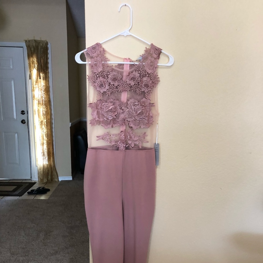Rose Pink Lace Romper
